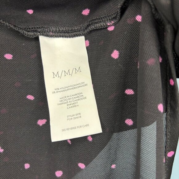 CAbi Impetuous Topper Women M Black Pink Polka Dot Lightweight Long Sleeve Sheer - Picture 6 of 7